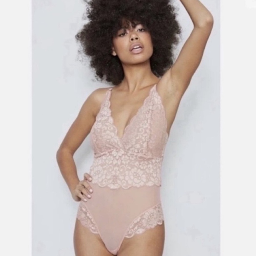 Free People HAH Smarty Pants Bodysuit Copper Rose Size S